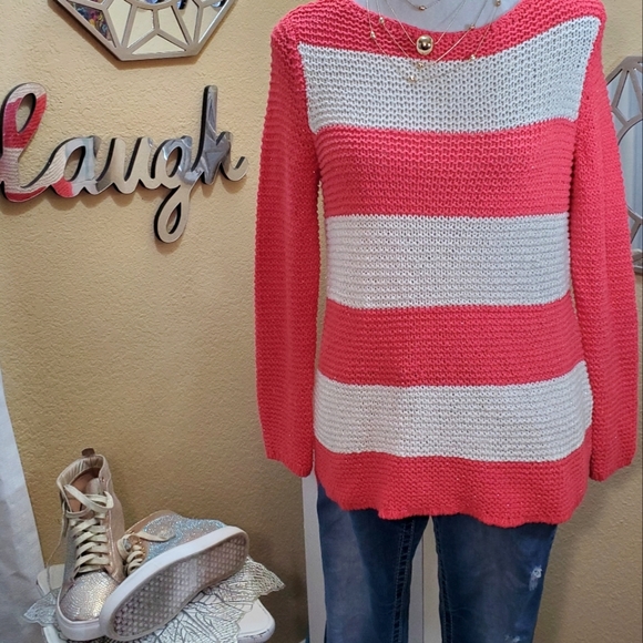 Chico's Wide Striped Sweater sz 0 - Picture 1 of 11